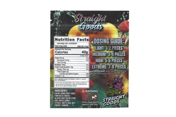 Straight Goods 300mg Edibles Nutrition Label